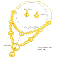 Dubai 24K Gold Color Jewelry Sets Wedding African Long Necklace Earrings For Women Nigerian Indian Bridal 2PCS Set Party Gifts