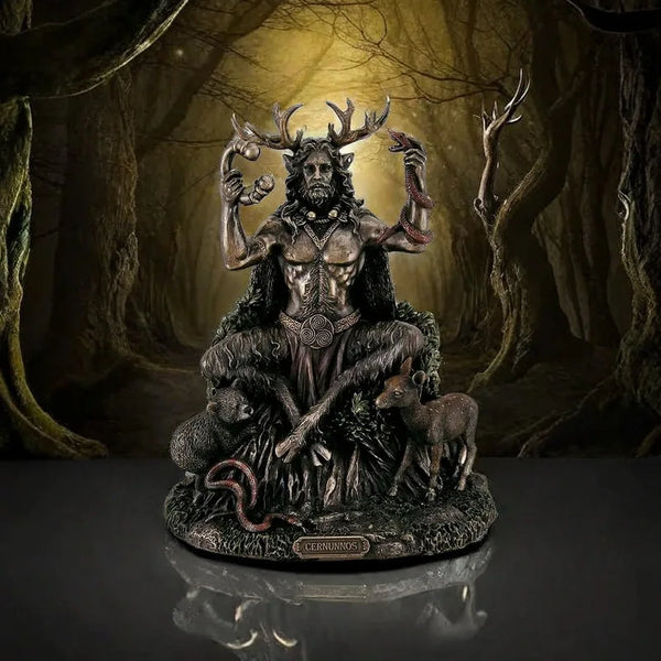 Cernunnos Horned Animal God Sculpture Resin Landscape Underworld Figurine Statue Home Office Shop Decor Ornament