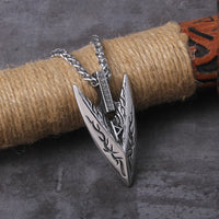 Odin's Spear Gungnir Viking Necklace For Men with Rune Symbol Raven’s of Odin LabradoriteNorse Mythology,Pagan Jewelry with box