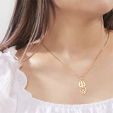 EUEAVAN India Tamil Om Symbol Pendant Necklace Stainless Steel Vintage Trident Yoga Shiva Symbol Necklaces Amulet Jewelry Gifts