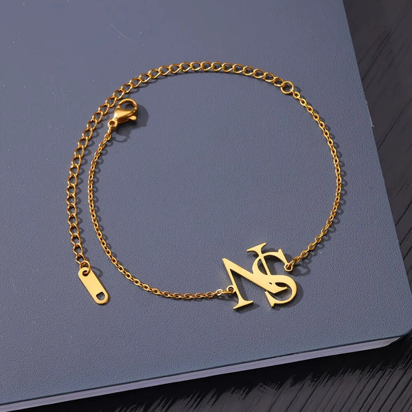 Fashion 2-letter Cross Stainless Steel Chain Ankle Anklets Golden Waterproof Jewelry Beach Vacation Accessories Birthday Gifts
