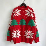 Women's Jacquard Round Neck Long Sleeve Thickened Knit Pullover Christmas Tree Design Autumn/winter New Style Sweater