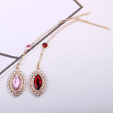 2024 Trend Big Crystal Pendant Forehead Chain Hairpin Hair Accessories Women's Ethnic Tiara Headpiece Tikka Indian Head Jewelry