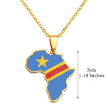 3CM Hip-Hop Africa Map Pendant Necklaces Stainless Steel Jewelry Kenya Mali Senegal Somalia Ghana Sierra Leone Liberia #350221
