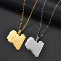 Anniyo Libya Map Cities Pendant Necklace Jewelry Libyan Stainless Steel #321821