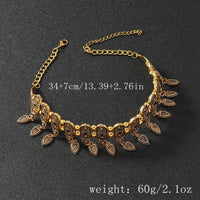 New Fashion Ethnic Style Retro Antique Alloy Carved Rhinestone Women's Neck Chain Choker Necklace Indian Jewelry