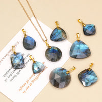 Fashion Natural Labradorite Necklace Pendant Triangle Round Teardrop and Other Ladies Friendship Mother Gift Necklace Jewelry