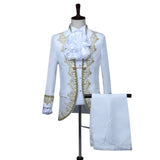 2025 Gold-encrusted Flowers Palace Prince Suits for Men Two-piece Suit, Studio Mens Dress Christmas King Performance Costumes