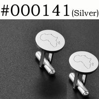 Anniyo (2 Pieces) Cufflinks for Men Women Gold Color/Silver Color Stainless Steel Cuffs Jewelry Africa Map Design #000141