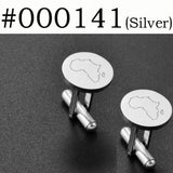 Anniyo (2 Pieces) Cufflinks for Men Women Gold Color/Silver Color Stainless Steel Cuffs Jewelry Africa Map Design #000141