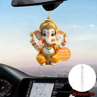 Cute Garnesh Pendant Keychain Retro Ganish 2D Flat Acrylic Ornament Charm Hanging Decoration for Car Bag Festive Home Party Gift