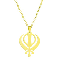 Sikh Culture Symbol Necklace Stainless Steel Clavicle Chain Religious Metal Neckchain Stylish Accessory for Daily Wear