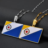 Anniyo Bonaire Flag Pendant Necklaces for Women Girls Antilles Curacao Jewelry #273321