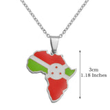 3CM Hip-Hop Africa Map Pendant Necklaces Stainless Steel Jewelry Kenya Mali Senegal Somalia Ghana Sierra Leone Liberia #350221