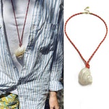 Baroque imitation pearl clavicle chain summer women vacation fashion handmade natural conch necklace adult jewelry accessories