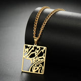 LIKGREAT Iranian Persian Parsi Farsi Poem Eshgh Necklace Stainless Steel Women Spuare Pendant Necklace Chain Jewelry Gift