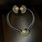 Medieval necklace women French retro romantic senior commuter sunflower necklace earrings stud earrings set