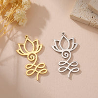 Dawapara Unalome Pendant OM Lotus Flower Charm for Jewelry Making Stainless Steel Spiritual Yoga Symbol Buddhism Accessories