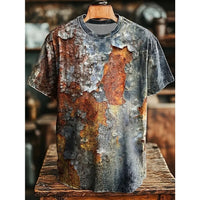 Retro Men's T Shirt Art Abstract Geometric Retro Print Casual Short Sleeve T-Shirts Beach Vacation Fashion Loose Men's Clothing