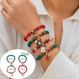 5pcs/set Cute Christmas Series Snowflake Tree Pendant Crystal Bracelet Women CCB Beads Adjustable Thread Rope Bracelet