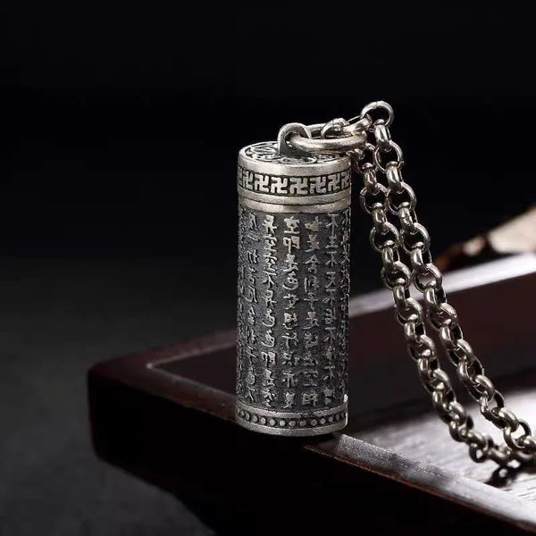Vintage rune amulet, with rotating opening, can place scripture, pills and cremains pendants, portable necklace pendant souvenir