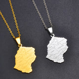Anniyo the Kingdom of Lesotho Map With Cities Pendant Necklaces Jewelry Stainless Steel #313721