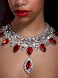 Luxury Sparkling Crystal Fashion Multi layered Pendant Women's Necklace Colorful Gemstone Necklace Bridal Wedding Accessories