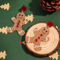 Merry Christmas Acrylic Earrings for Women Girls Newest Cute Cartoon Glitter Gingerbread Man Drop Earring Fashion Jewelry Gifts