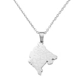 Anniyo Montenegro Map With Cities Name Pendant Necklaces for Women Men Jewelry Stainless Steel Chain #324001