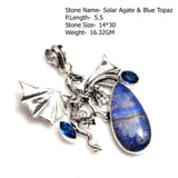 Genuine Labradorite Jasper Agate Turquoise  Pendant