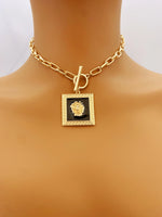 Exaggerated Lion Head Pendant Short Necklace, Zinc Alloy Jewelry choker necklace for women