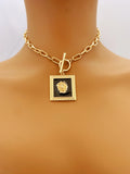 Exaggerated Lion Head Pendant Short Necklace, Zinc Alloy Jewelry choker necklace for women