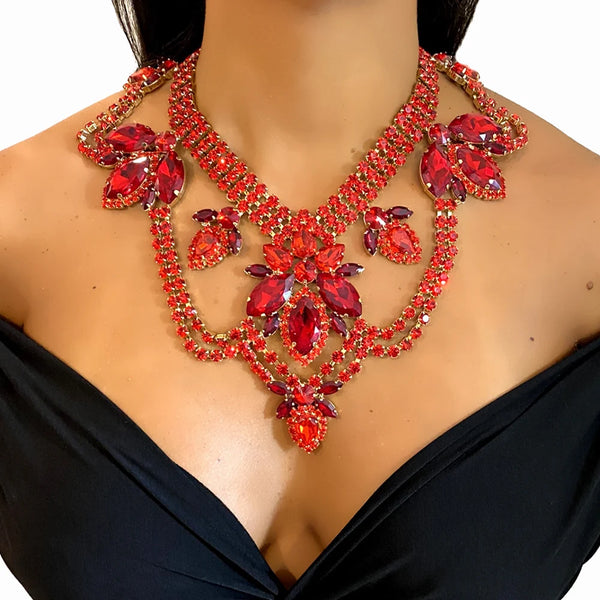XSBODY European American Hotselling Rhinestone Necklace Personal Exaggerate Dress All-match Jewelry Accessory For Women Banquet