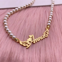 Pearl Hindi Name Necklace Personalized Jewelry Custom Sanskrit Name Necklaces for Women Stainless Steel Jewelry Gift