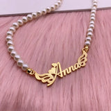 Pearl Hindi Name Necklace Personalized Jewelry Custom Sanskrit Name Necklaces for Women Stainless Steel Jewelry Gift
