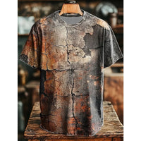 Retro Men's T Shirt Art Abstract Geometric Retro Print Casual Short Sleeve T-Shirts Beach Vacation Fashion Loose Men's Clothing