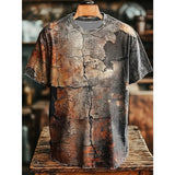 Retro Men's T Shirt Art Abstract Geometric Retro Print Casual Short Sleeve T-Shirts Beach Vacation Fashion Loose Men's Clothing