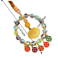 Gold Foil Car Mirror Dangle Pendant Lucky Lock Five Paths Wealth Goddess Mobile Phone Chain Beads Ornaments Hangings Decor