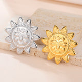 Dawapara Mayan Sun Symbol Brooches Pins Sun Face Maori Style Ancient Totem Aztec Jewelry Stainless Steel Anniversary Gift