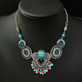 Fashion Boehmia Ethnic Multilayer Beads Chains Necklaces Green Color Vintage Handmade Beads Choker Collar Necklaces
