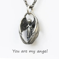 Retro Gothic Mysterious Demon Angel Wings Pendant Necklace Men's Punk Hip Hop Trendy Cool Jewelry Boy Gift