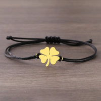 Stainless Steel Bracelets Trendy Clover Hand Braided Lucky Black Red Rope Fashion Charm Bracelet For Women Jewelry Party Gifts