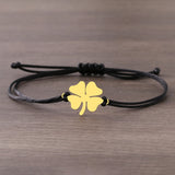Stainless Steel Bracelets Trendy Clover Hand Braided Lucky Black Red Rope Fashion Charm Bracelet For Women Jewelry Party Gifts