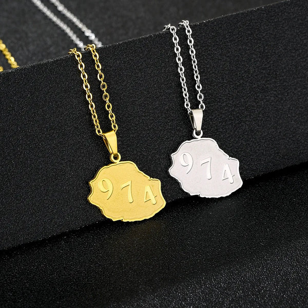 Cross-border bestseller Amazon necklace for Reunion Island 974, vintage for men and women, stainless steel accessory
