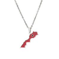 Morocco map pendant stainless steel necklace famous ethnic style female niche design sense of light luxury geometric drip oil je