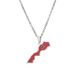 Morocco map pendant stainless steel necklace famous ethnic style female niche design sense of light luxury geometric drip oil je