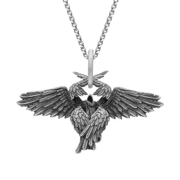 Retro Gothic Mysterious Demon Angel Wings Pendant Necklace Men's Punk Hip Hop Trendy Cool Jewelry Boy Gift
