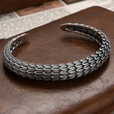 Personality Dragon Scale Bracelet Men's Trend Fashion Retro Chinese Style Reverse Scale Viper Opening Bangles Cuff Jewelry