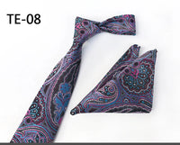 Royal Striped Paisley Ties For Men Luxury 8cm Necktie Pocket Square Cufflinks Gift Set Jacquard Weave Tie Suit Accessories