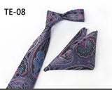 Royal Striped Paisley Ties For Men Luxury 8cm Necktie Pocket Square Cufflinks Gift Set Jacquard Weave Tie Suit Accessories